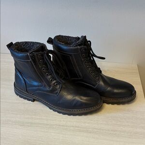 RIVERSTONE Men's Black BOOTS FAU FUR LINEN SIZE 9